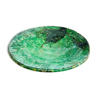 Grande assiette en céramique verte artisanale de Tamegroute - 60 cm