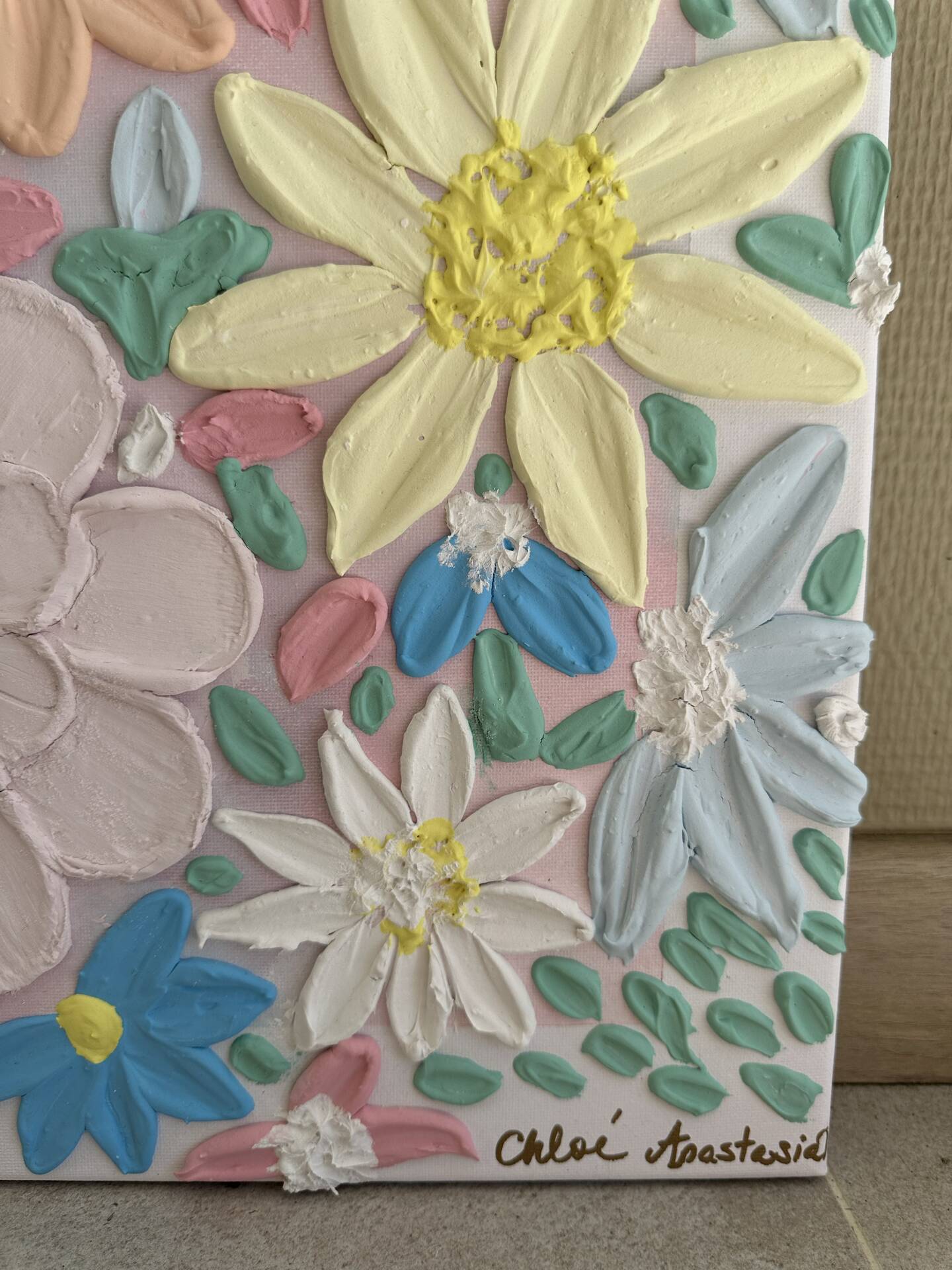 Spring bloom Textured Tableau 60x80cm handmade signed with frame