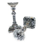 Lot de 2 bougeoirs chandelier vintage en verre moulé de Portieux ou Vallerysthal