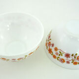 2 bowls in opal and tempered glass - Scania Arcopal France - vintage 70s