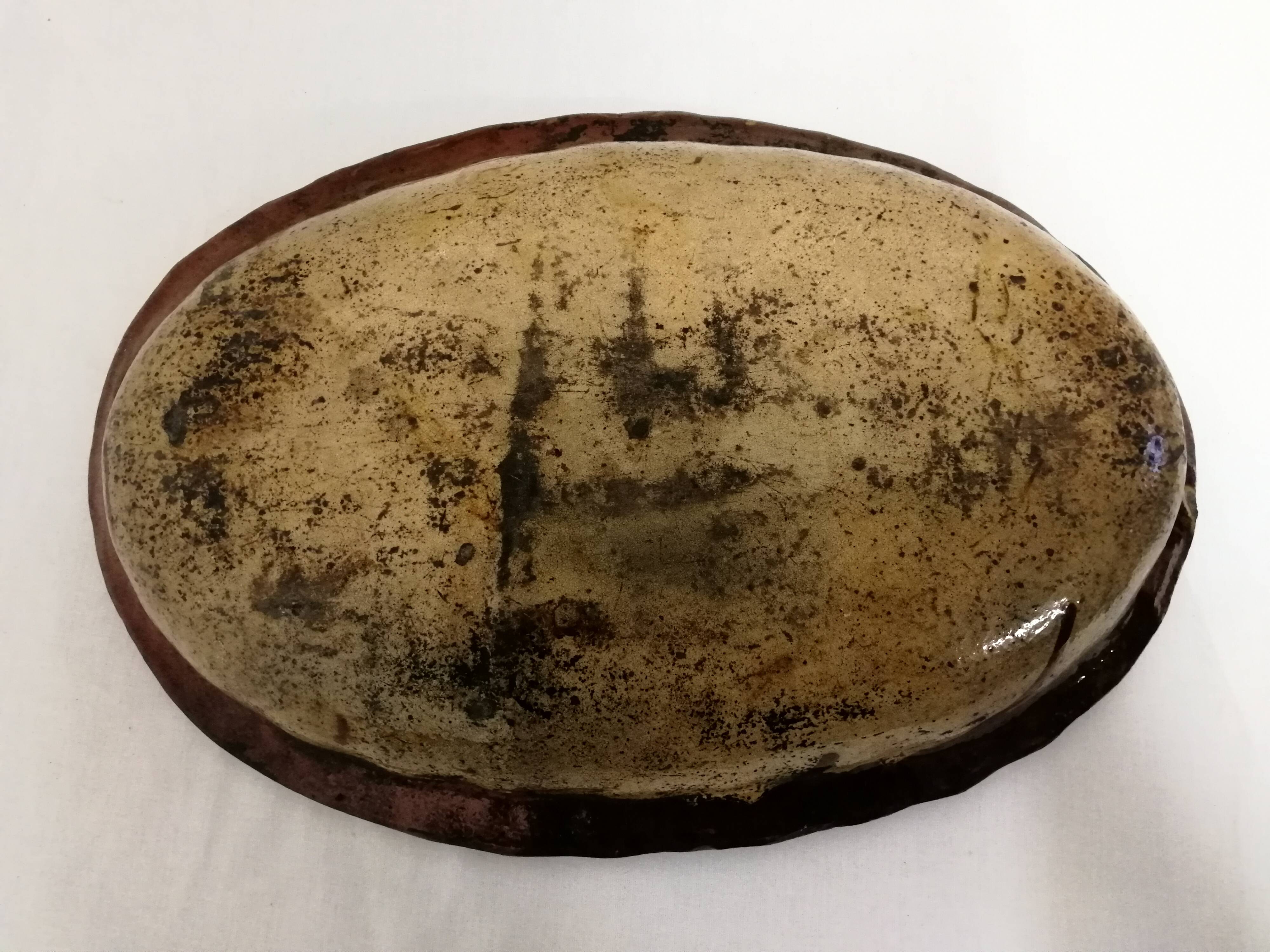 Old Dish In glazed gadrooned terracotta