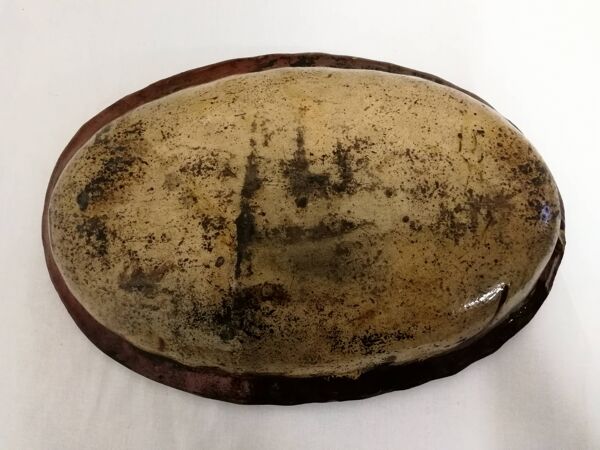 Ancien Plat En terre cuite vernissée godronné