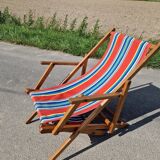 Chaise longue transat chilienne vintage avec repose pied