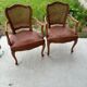 Cane and leather armchair in Louis XV style