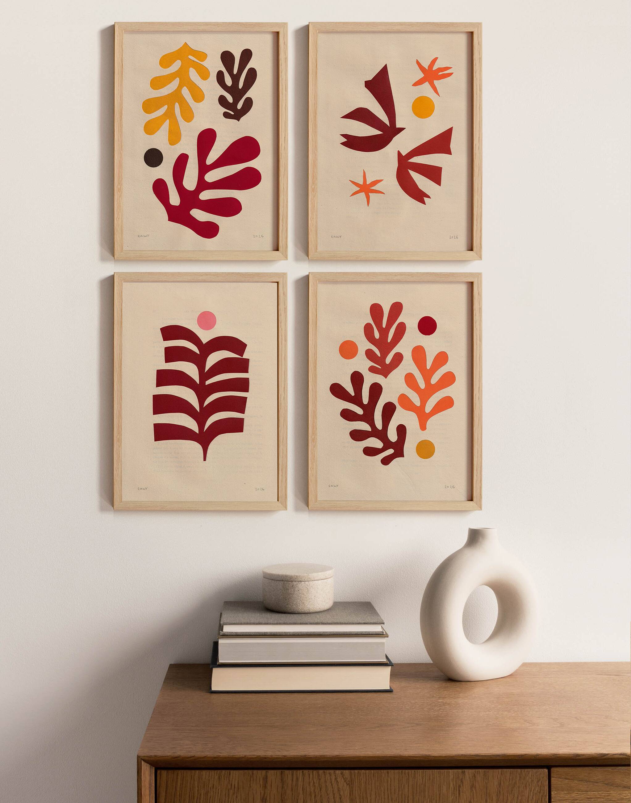 Collection de 4 collages d'inspiration Matisse signée Eawy