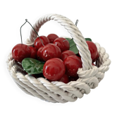 Italian ceramic cherry basket signed Bassano – Vintage