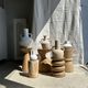 Large handcrafted terracotta vase painted white with double handles H40 D30