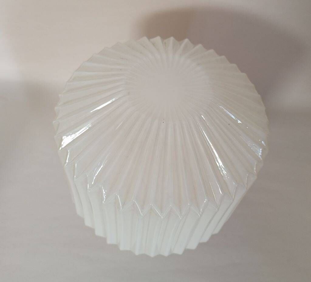 Vintage Mid-Century Pleated Milk Glass Lamp Shade
