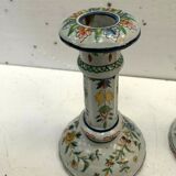 Pair of table candlesticks in faience of Rouen XX century