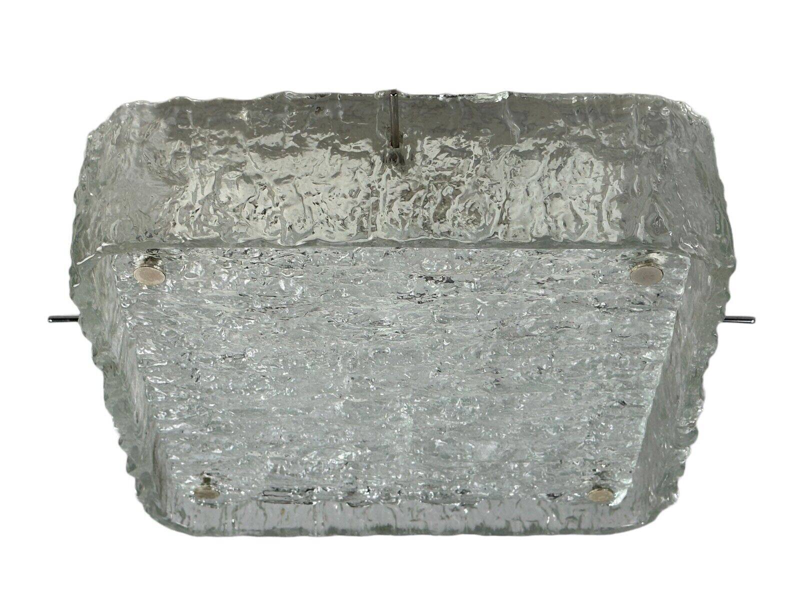 60s 70s ice glass flush mount ceiling lamp by Kaiser Leuchten Germany