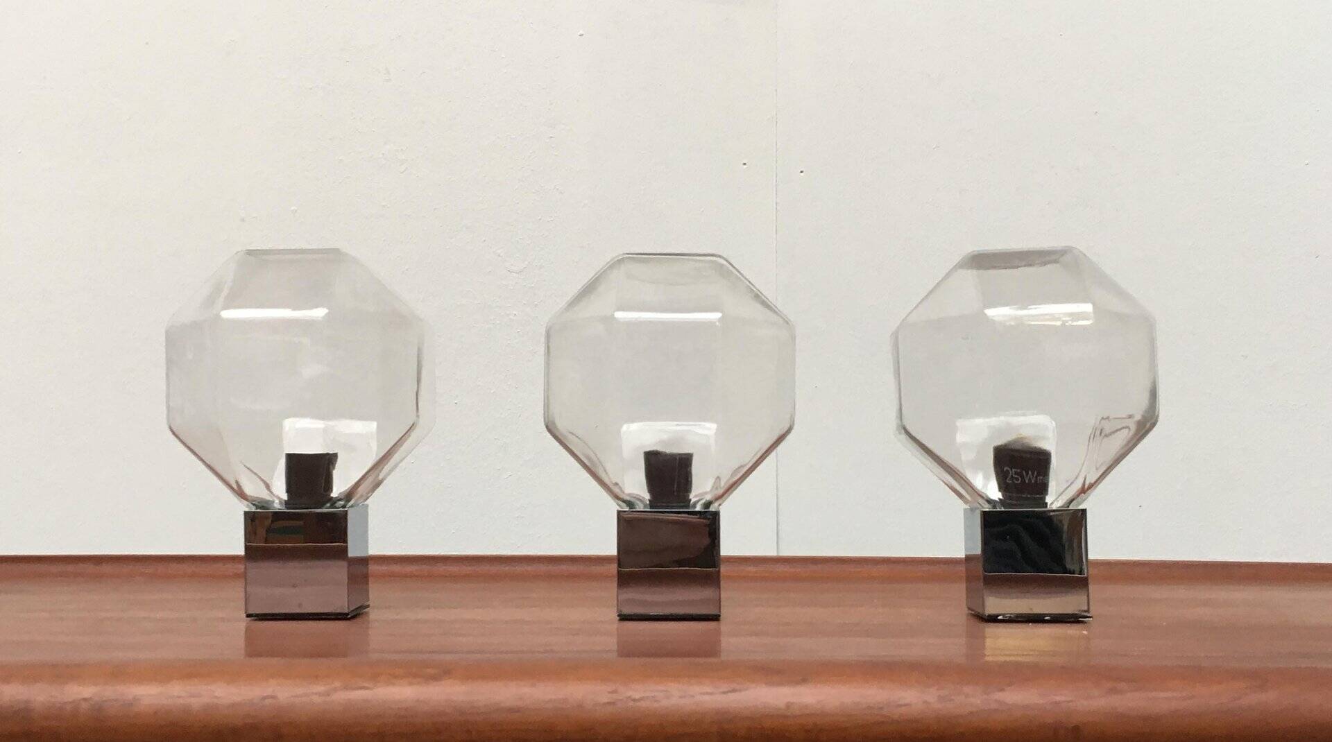German Vintage Lamps Space Chrome and Glass by Motoko Ishii for Staff