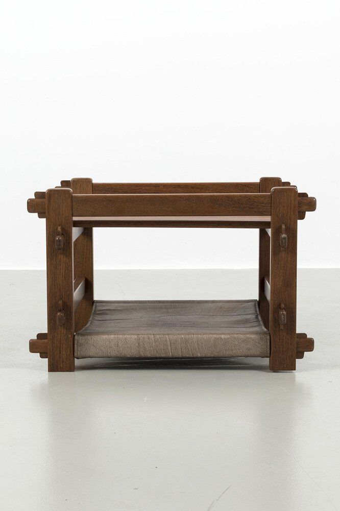 Brutalist Coffee Table with Magazine Holder