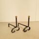 Paire de chenets vintage, boules laiton vers 1970
