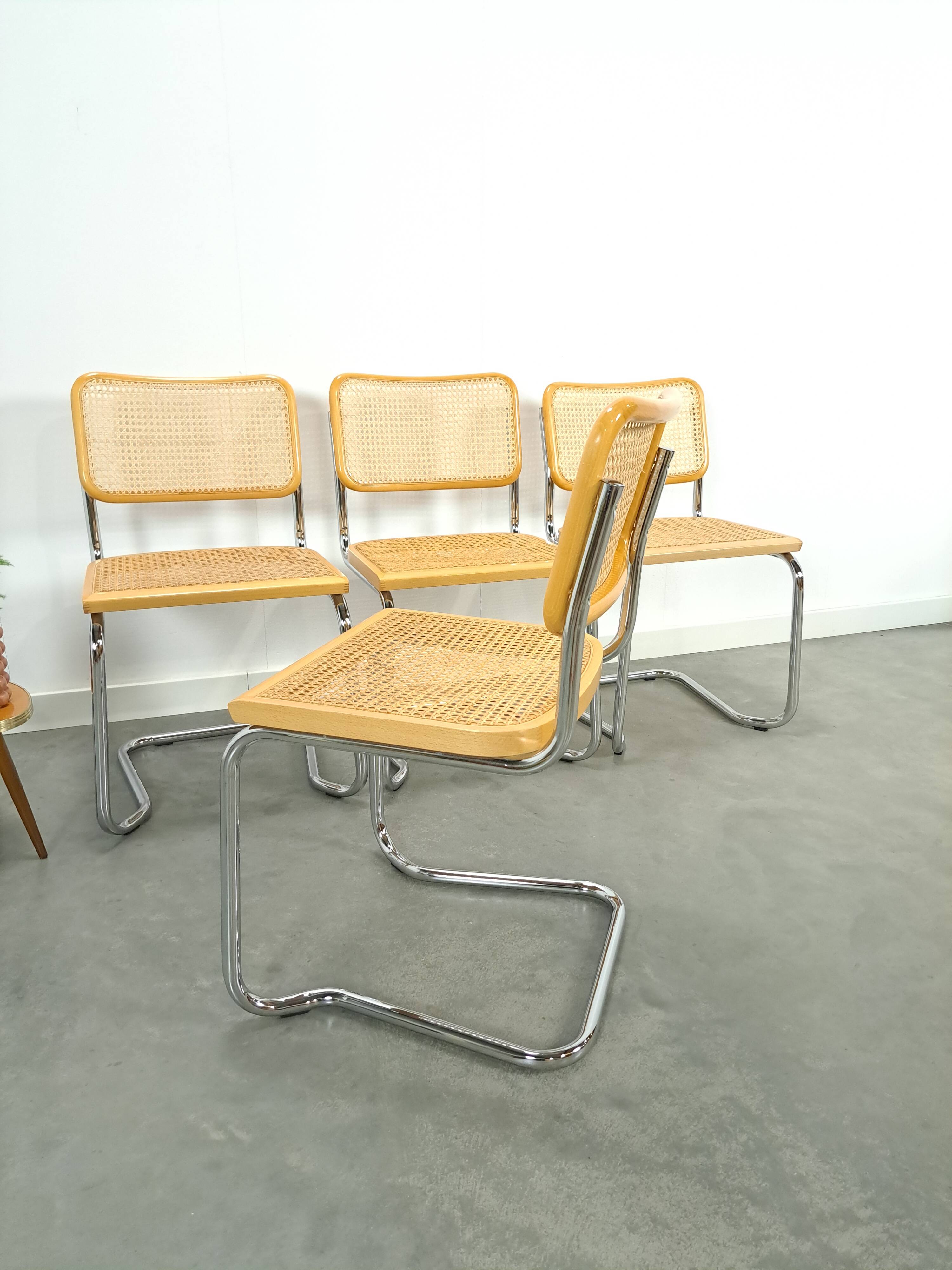Italiaanse webbing set stoelen met chromen buisframe