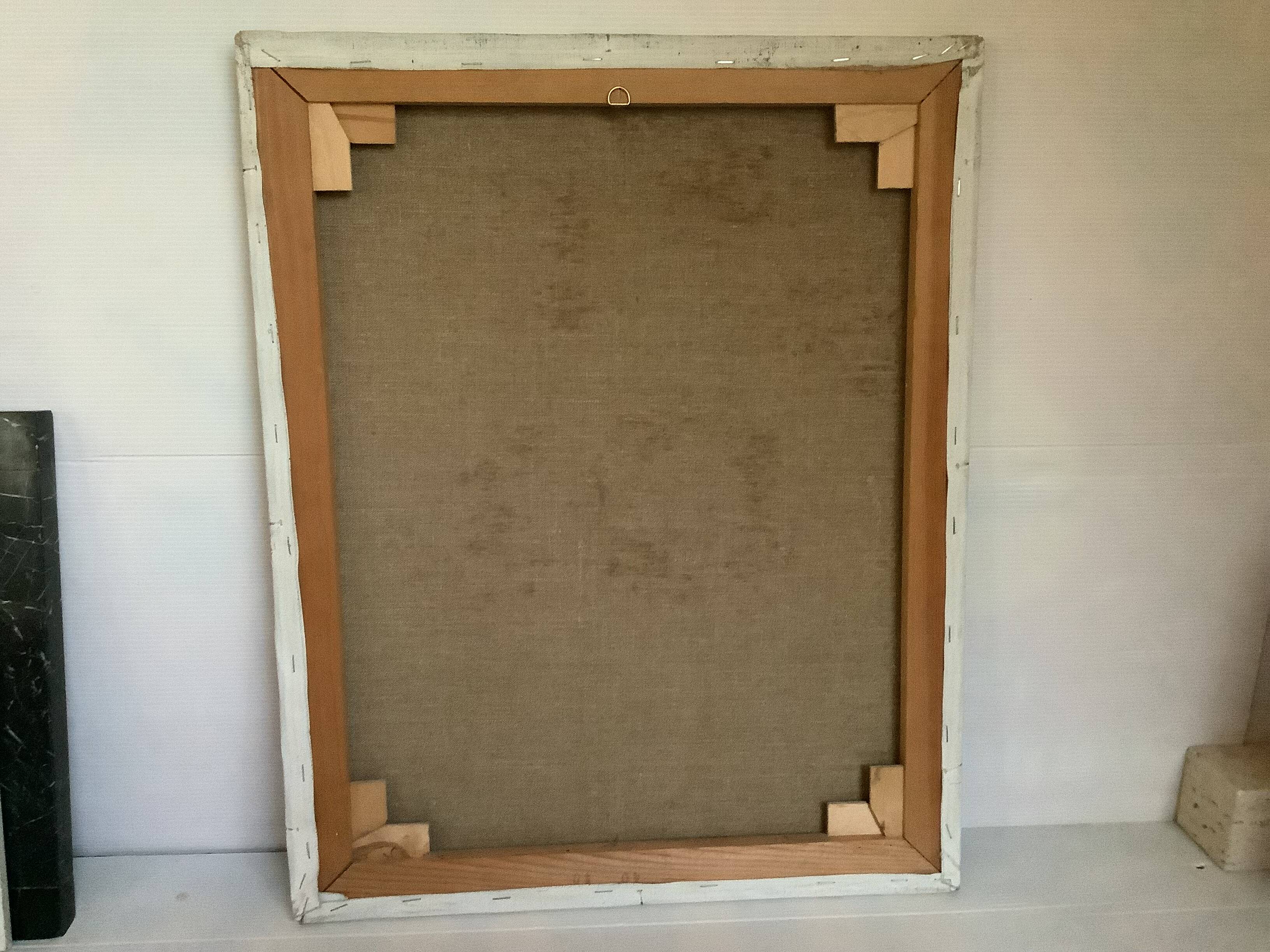 Large painting of a bouquet of flowers, oil on canvas, signed.