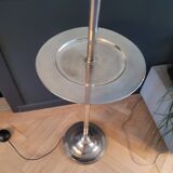 Vintage floor lamp with trays - opaline glass globe