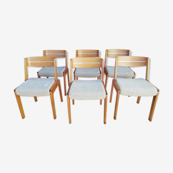 Series of 6 Chairs Scandinavian style 70s