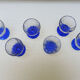 6 old conical glasses art deco transparent blue foot