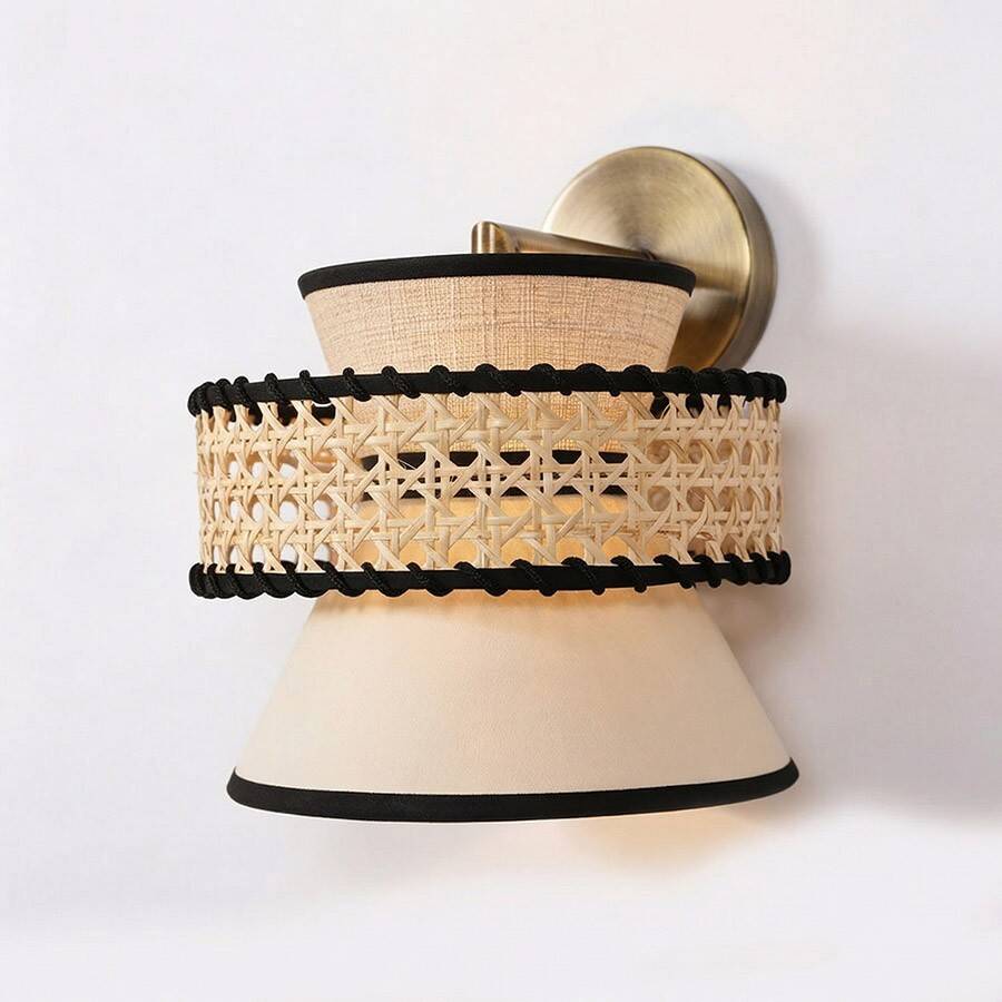 Rattan Fabric Handmade Wall Lamp, 25x25Cm