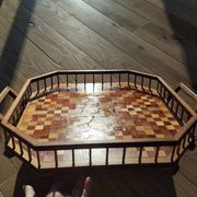 Plateau octogonal en marqueterie de bois