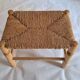 Set of 2 wood and straw stools
