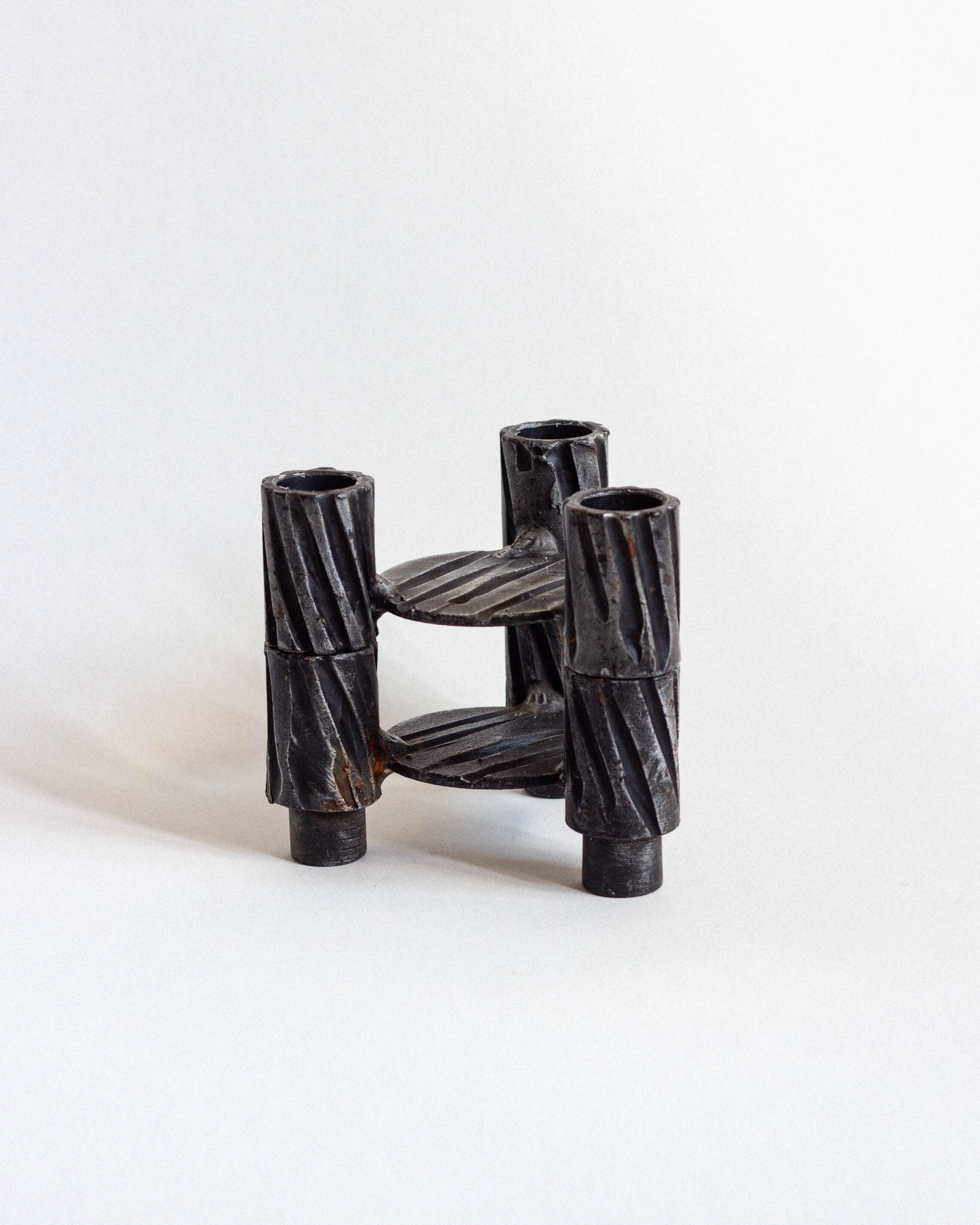 Set of two three-headed candle holders, France, 1960s/70s