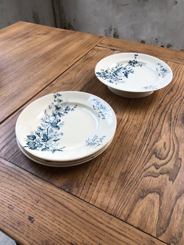 3 plates - 1 Longwy Iron Earth compotier