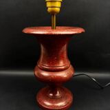Lamp base in reconstituted stone, red "oxblood", 20th century