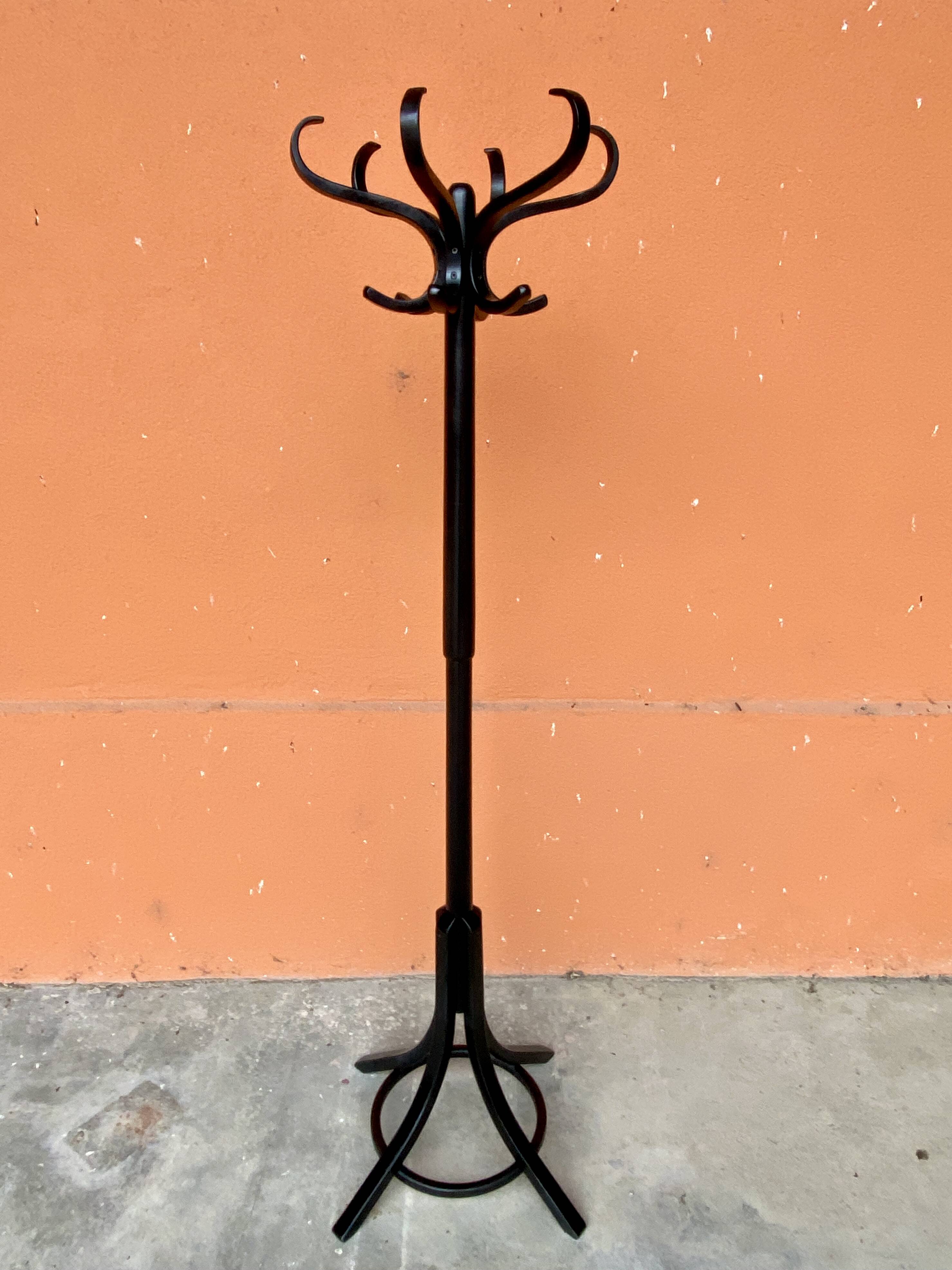 Baumann coat rack on vintage parrot stand 70s curved wood