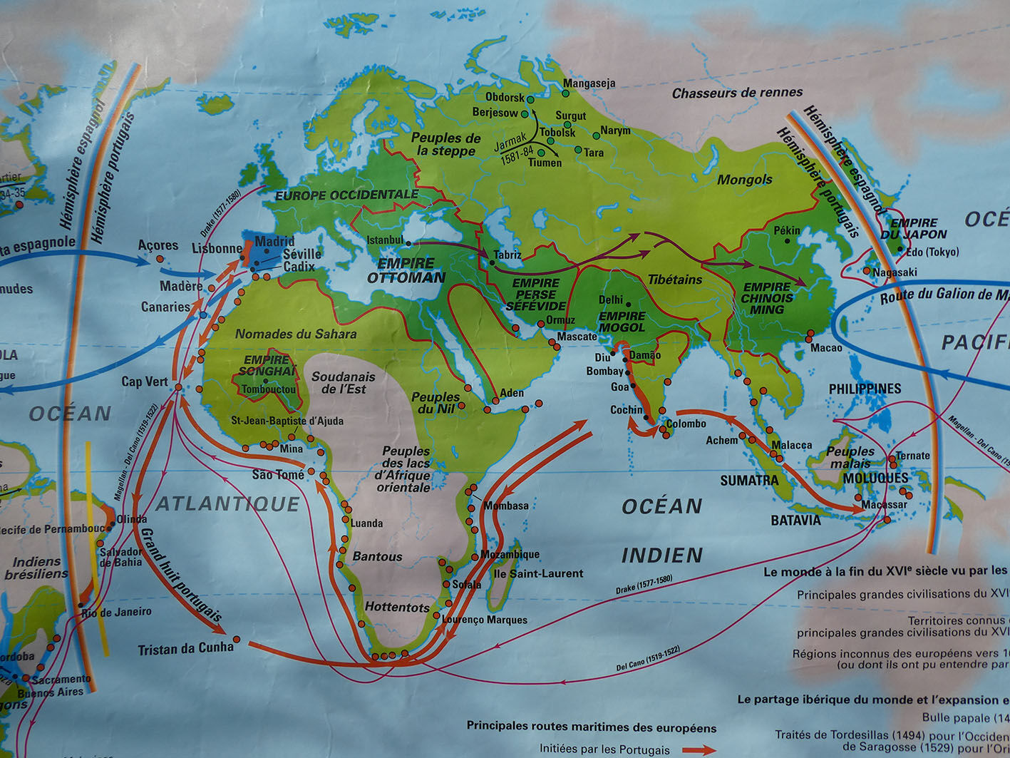 Old school MDI map "The world at the end of the 16th century"