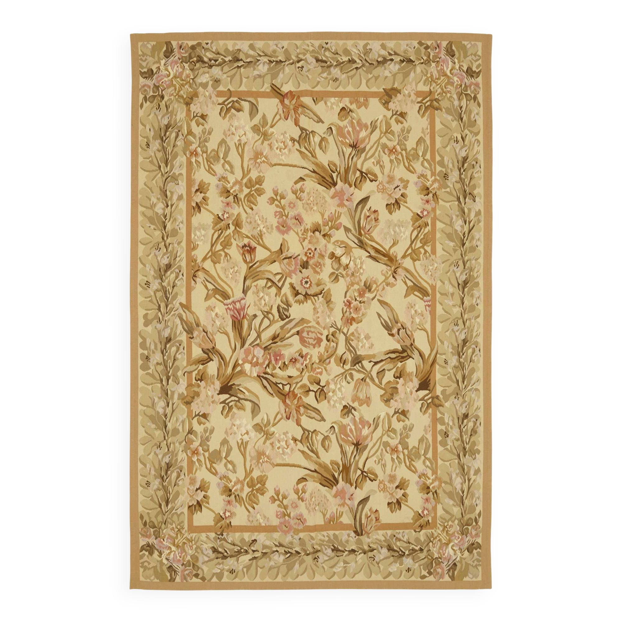 Handmade European Vintage Aubusson Kilim 177 cm x 273 cm