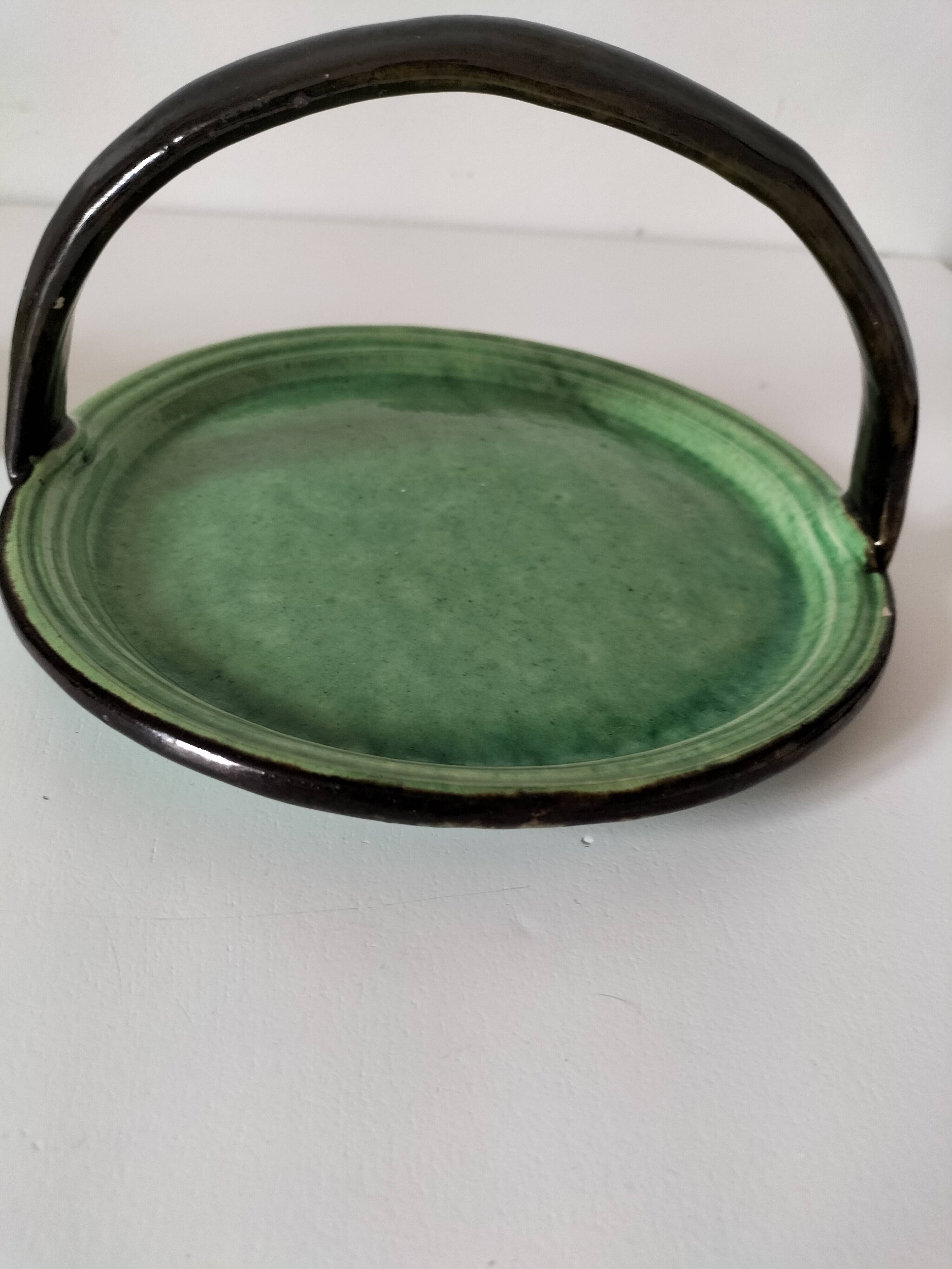 Plateau and its 4 ceramic workshop bowls - green Geneva