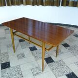 Wilhelm Knoll Side or Coffee Table with Lower Shelf in Woven Cane, Germany 1950s