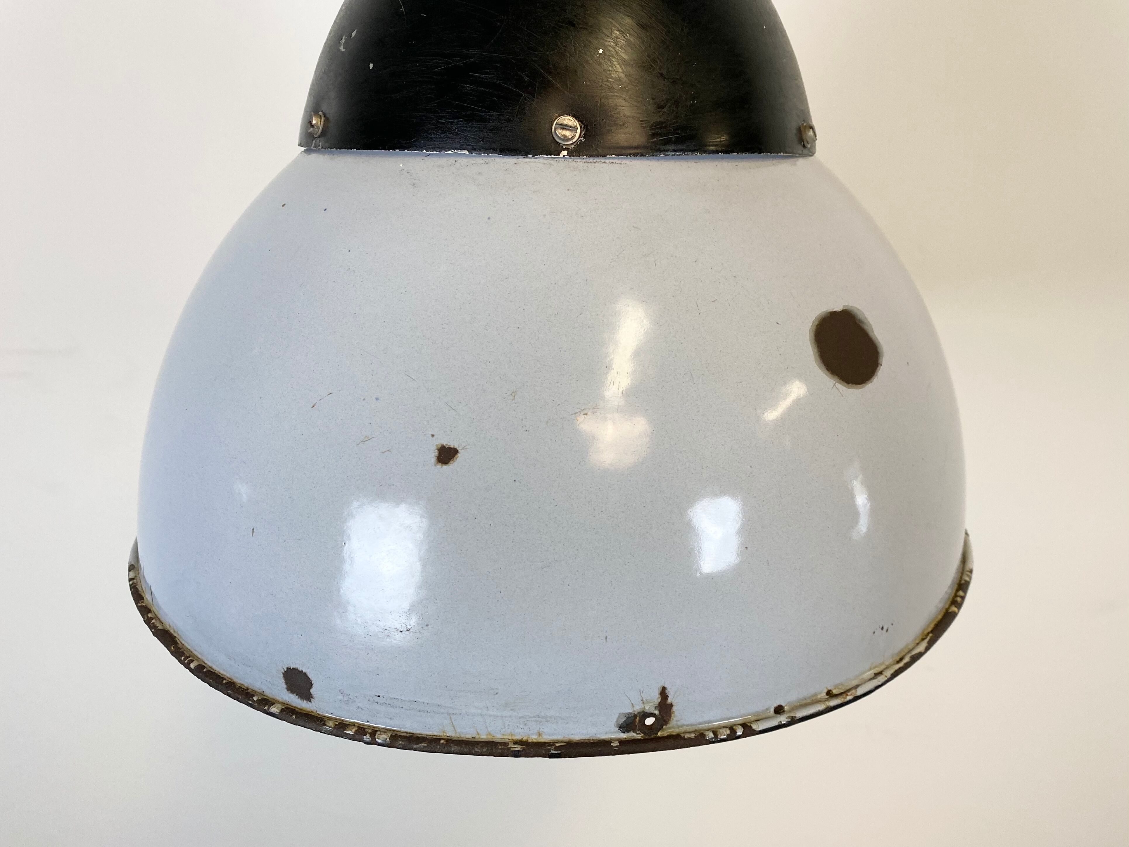Vintage Grey Enamelled Hanging Lamp