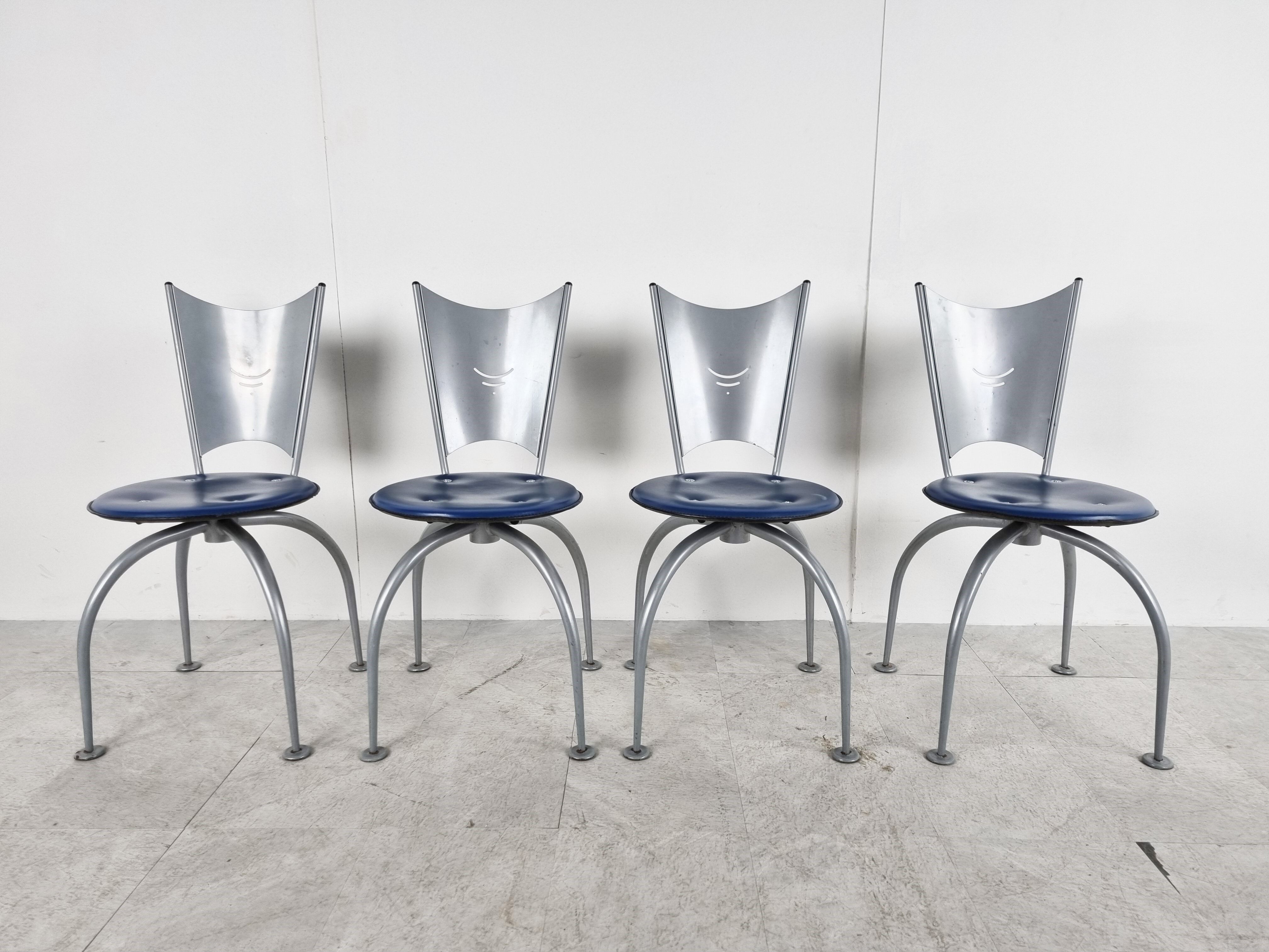 Post modern metal dining chairs, 1990s