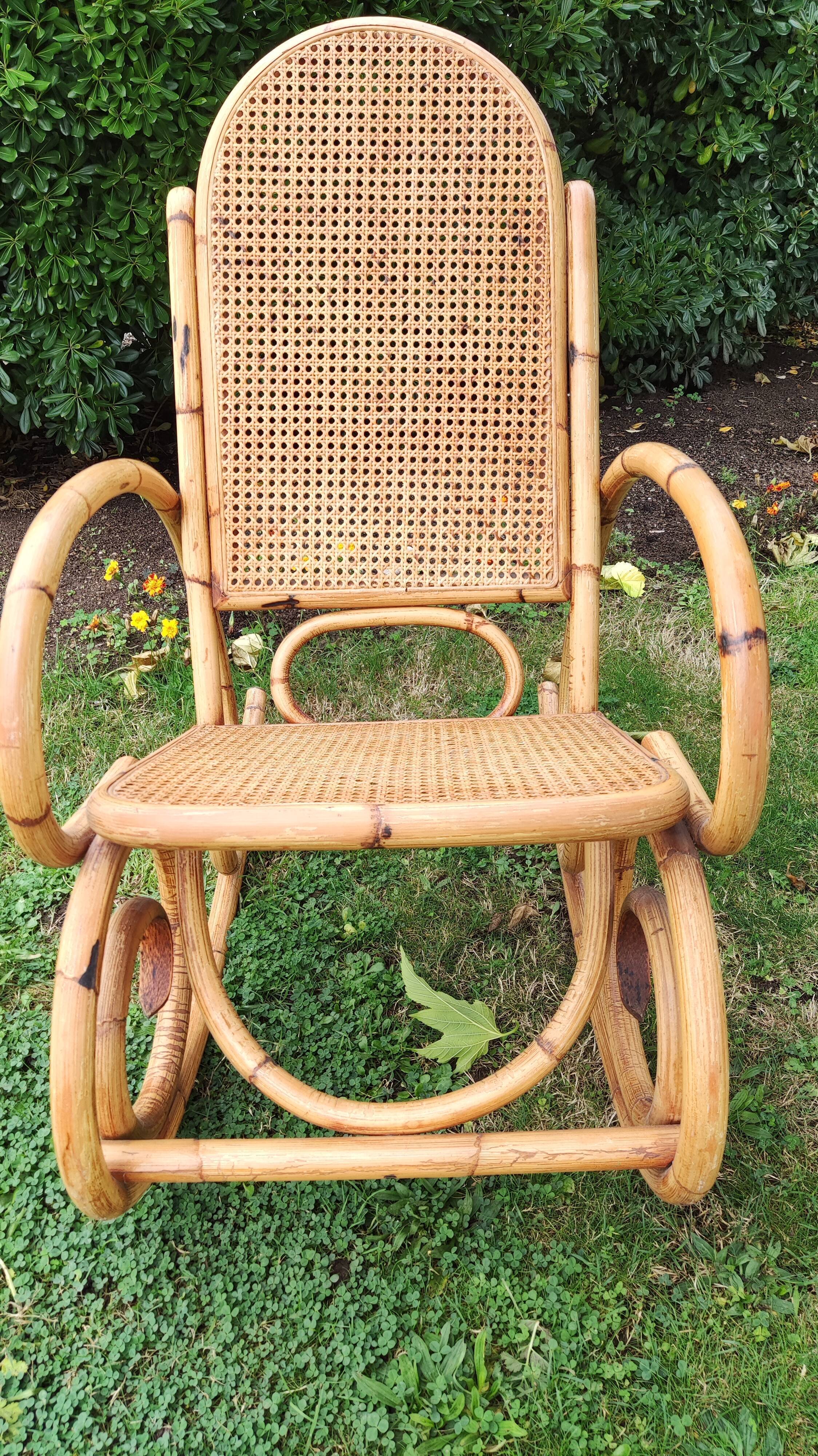 Rocking chair bamboo cannage