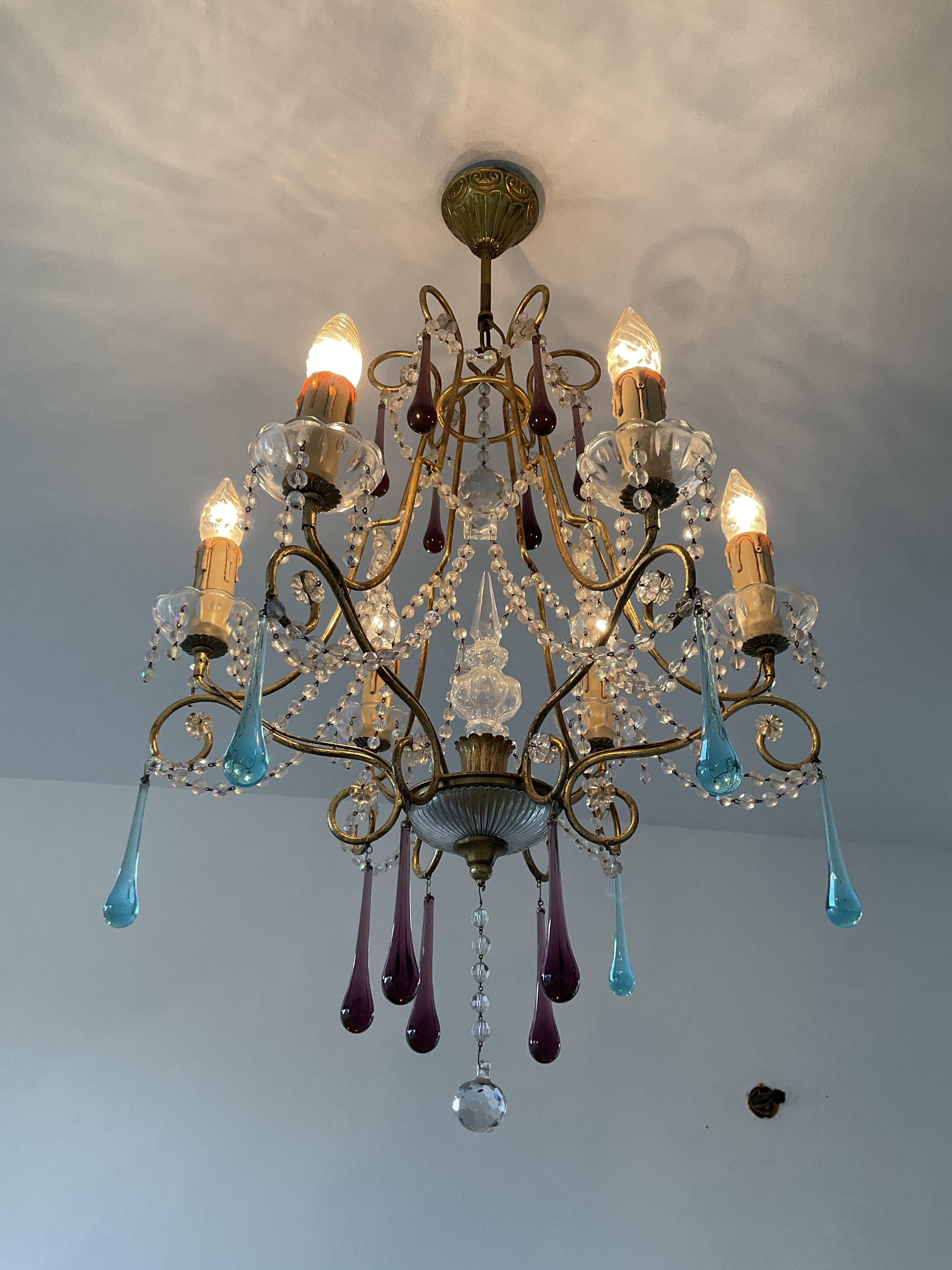 Italian chandelier of the 60s in De Murano glass