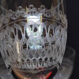 6 Antique Baccarat Crystal Engraved Wine/Port Glasses