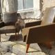 Vintage Scandinavian olive green armchairs