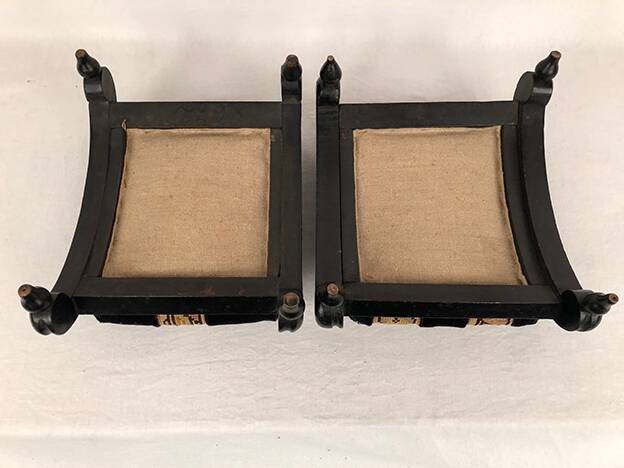 Pair of blackened wooden footstools, Napoleon III period