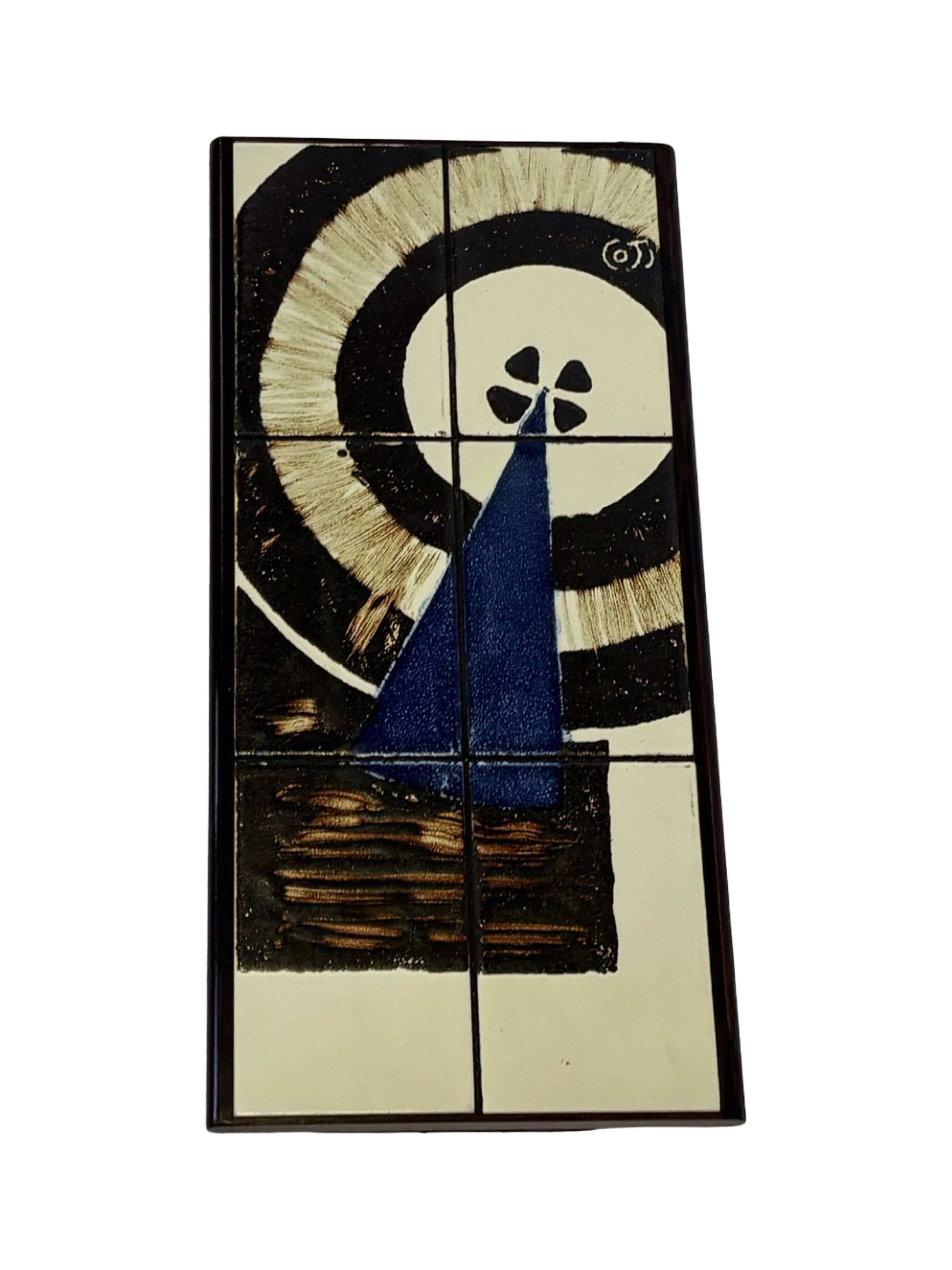 Vintage plant table small side table with rosewood tiles