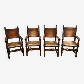 Set of four renaissance armchairs