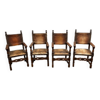 Set of four renaissance armchairs