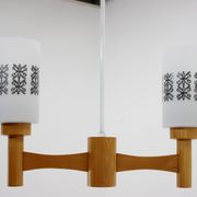 1980s wood and glass pendant light, Czechoslovakia