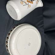 Art Deco, brocade jug and ceramic basin by Badonwiller around 1930.