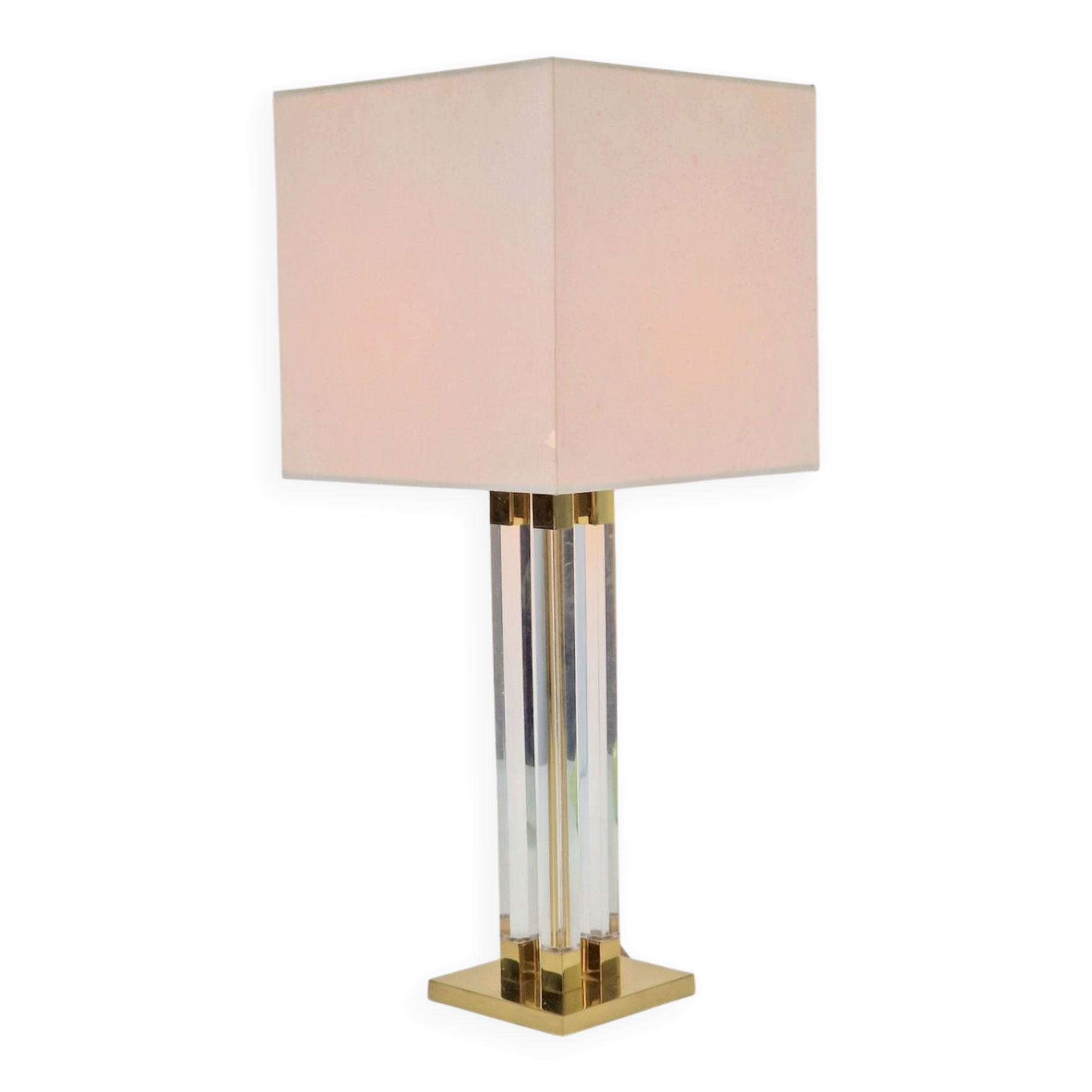 Vintage Regency Acrylic & Brass Table Lamp, Italy, 1970s