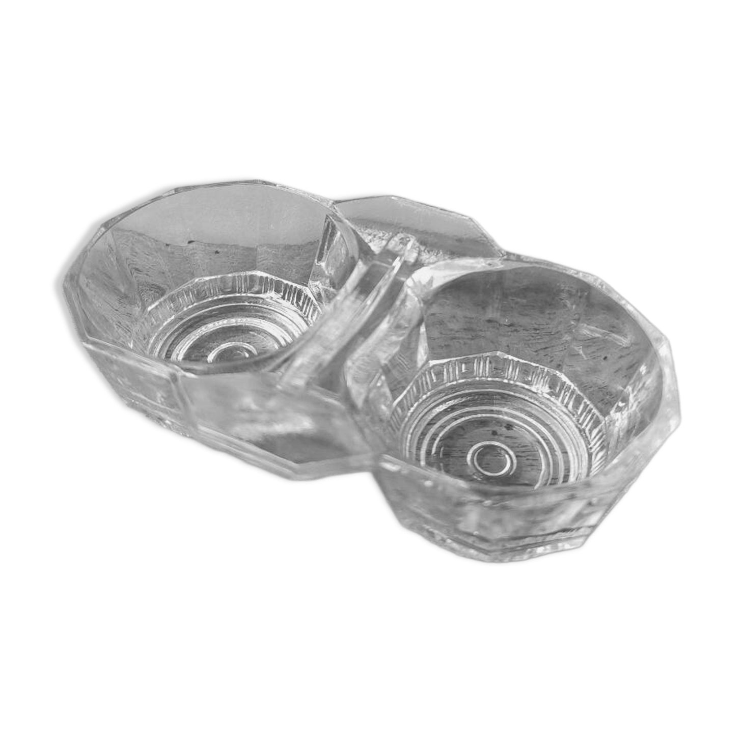 Vintage pink moulded glass salt and pepper shaker set.