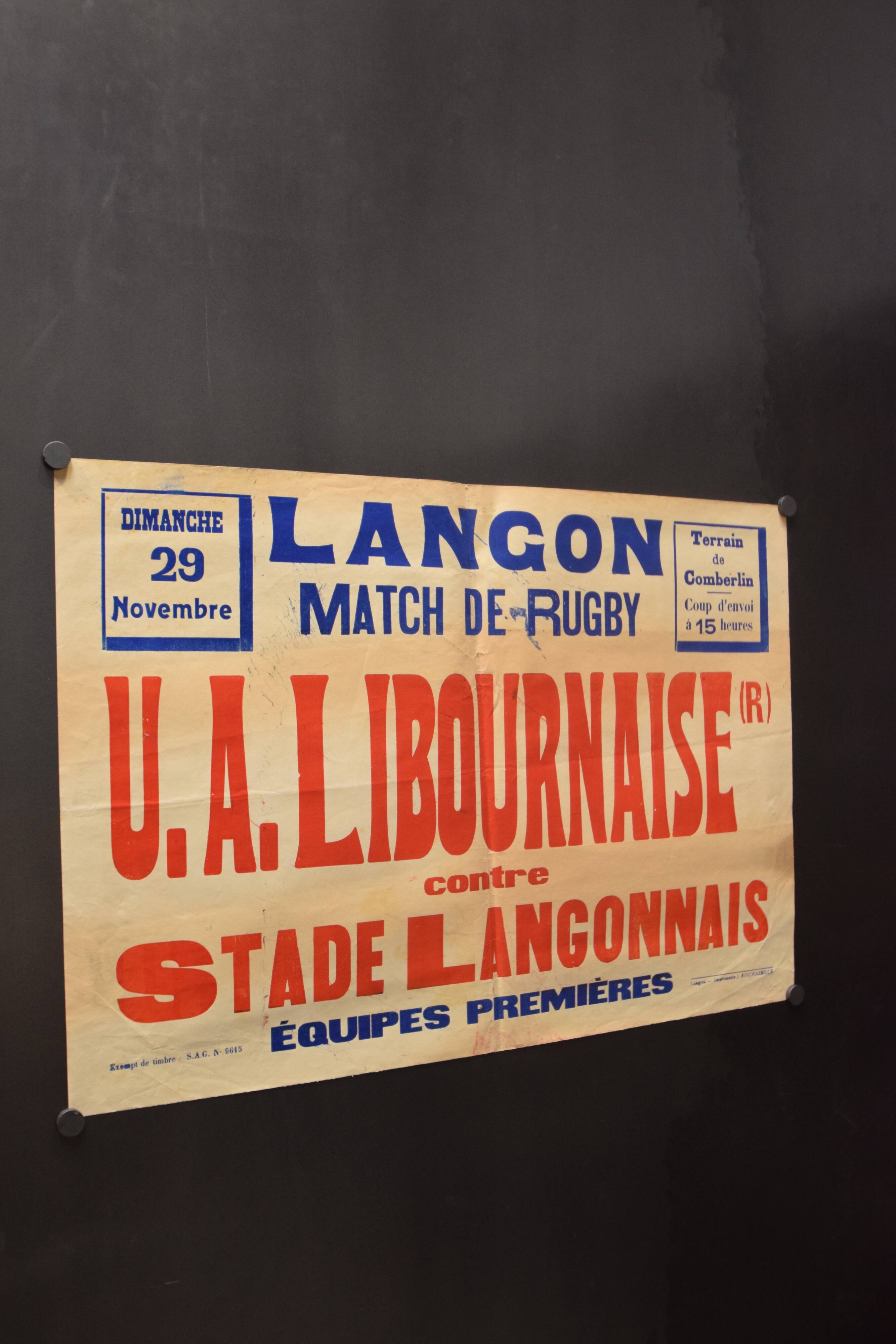 "Rugby Match" poster - City of Langon - 1930s