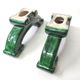 Pair of Art Deco green ceramic candlesticks by Santiago Rodriguez Bonome Paris