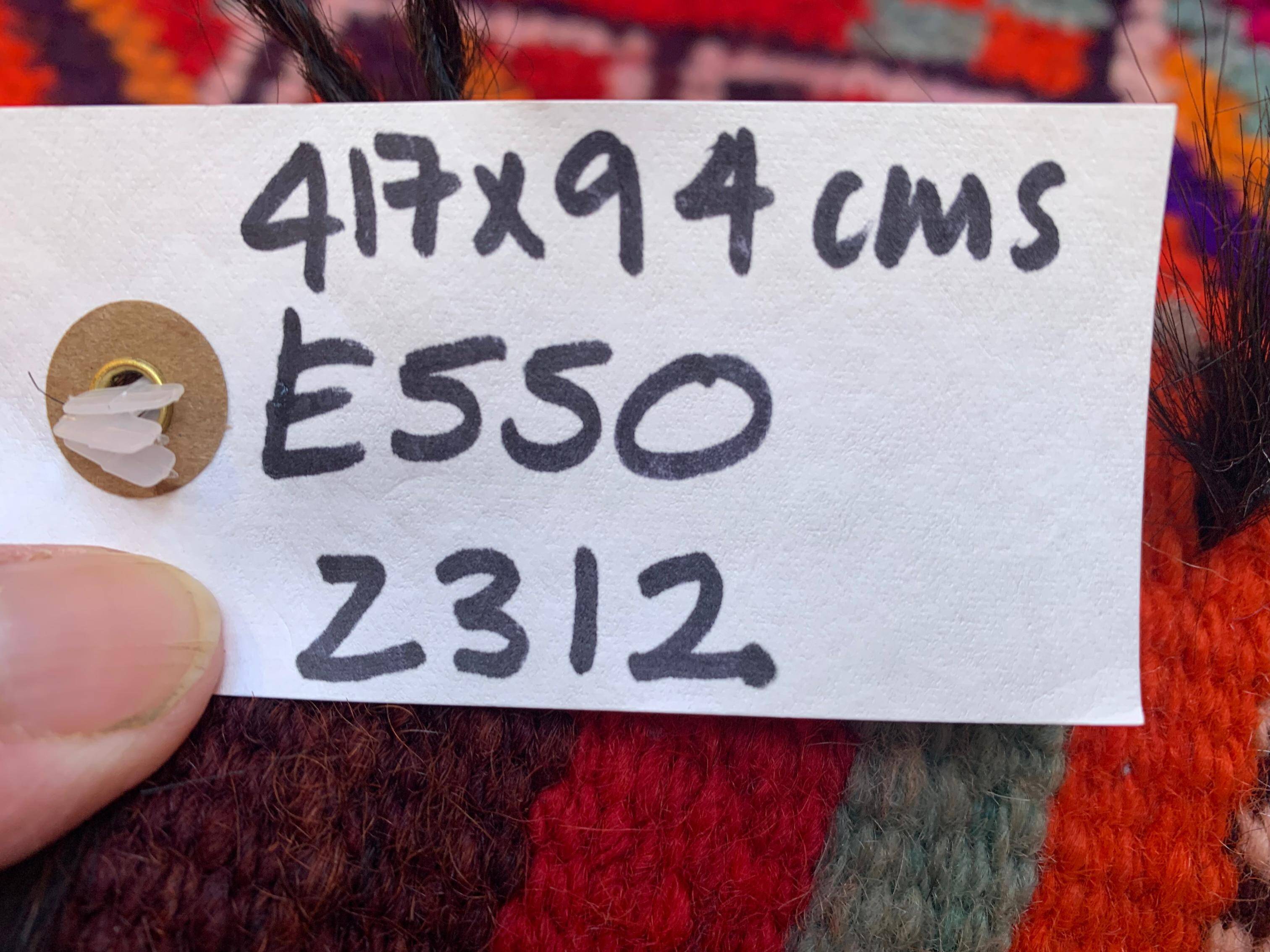 Vintage Turkish  Tribal Runner 417x94 cm veg dye wool rug tribal, handmade